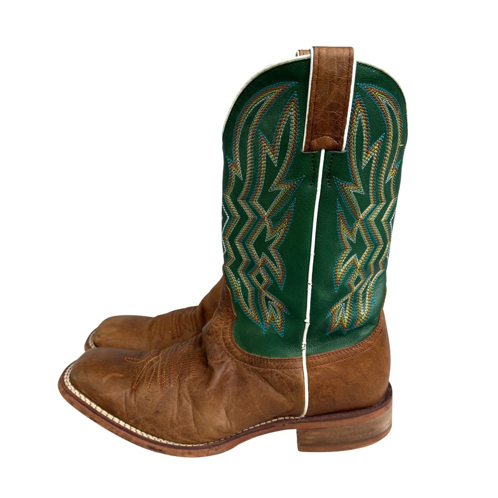 Nocona NB3000 Men's Brown Green Leather Square Toe Cowboy Boots Size 8.5 D